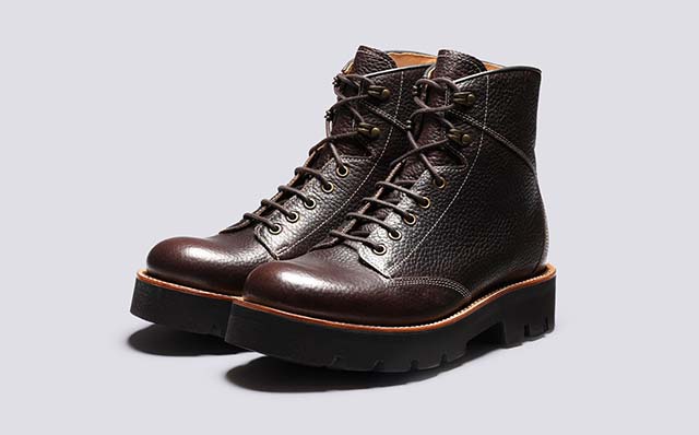 Grenson Emmett Mens Derby Boots in Brown Grain Leather GRS114010